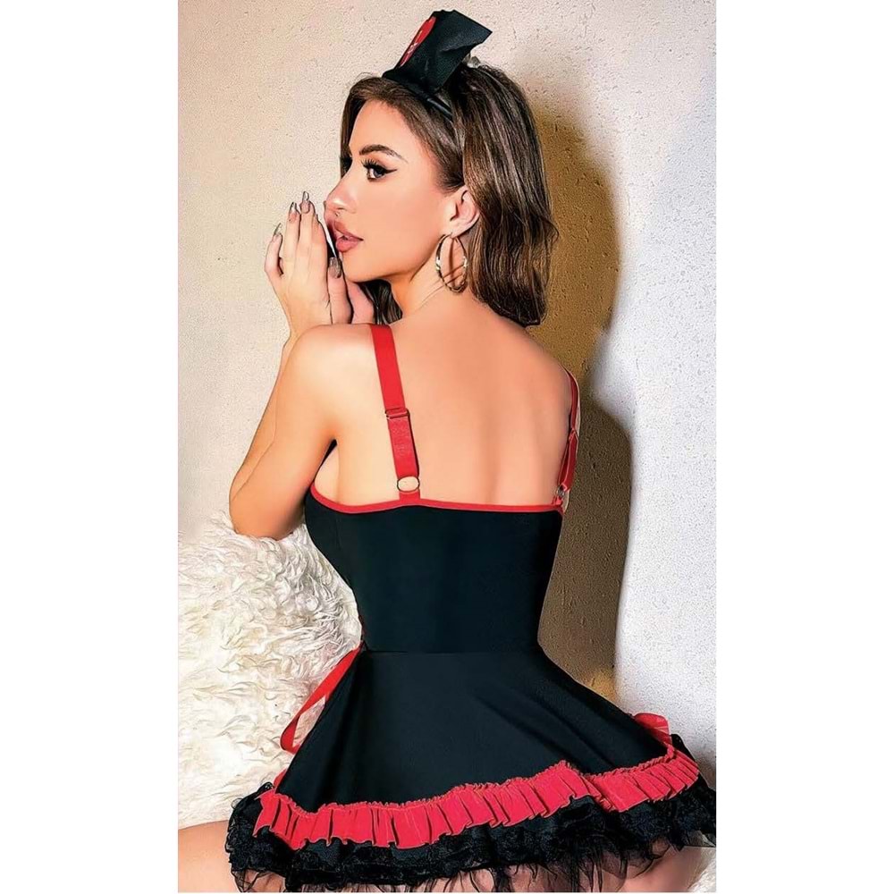 Siyah Fantezi Hemşire Kostümü