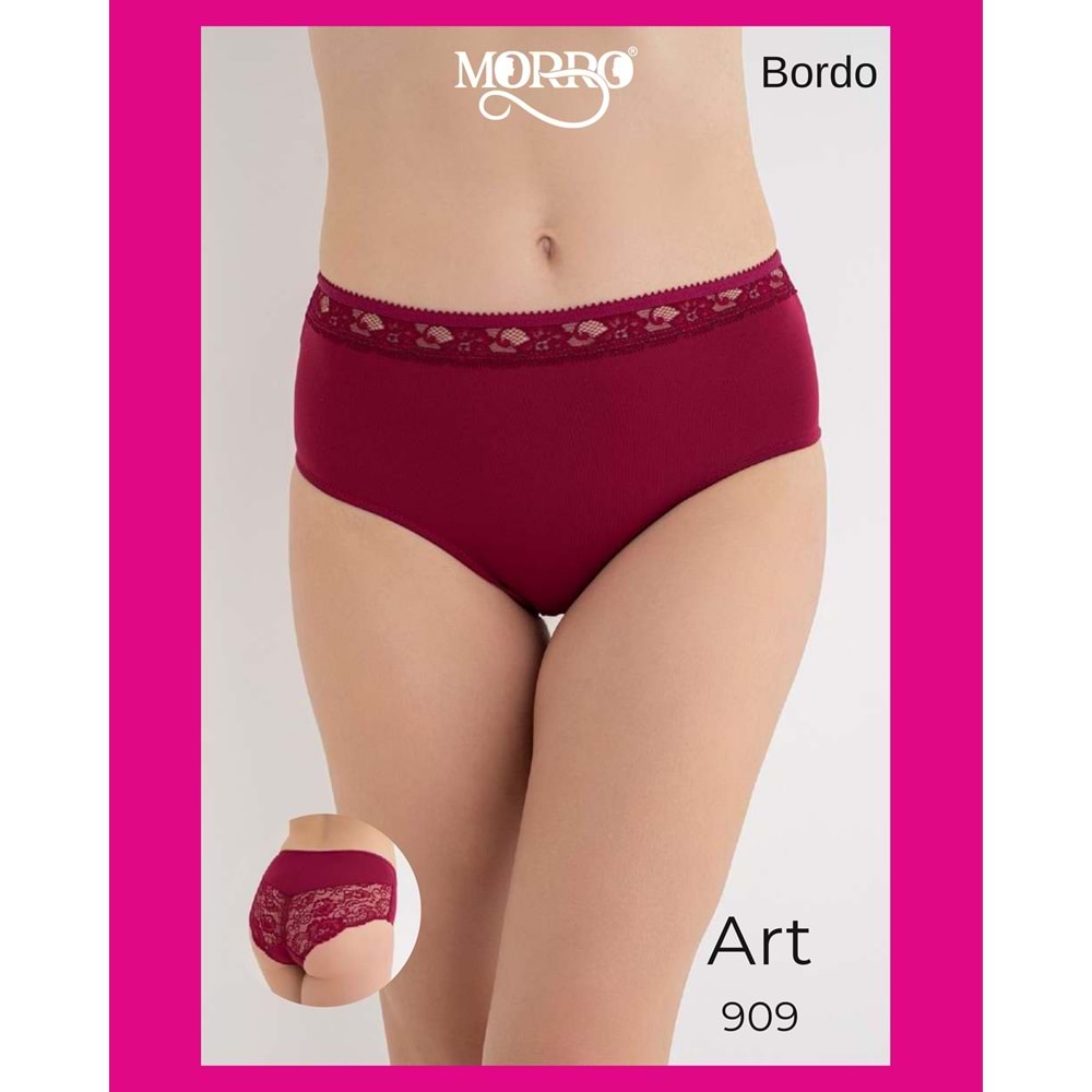 G-BOX DANTELLİ YÜKSEL BEL SHORT KÜLOT BORDO L
