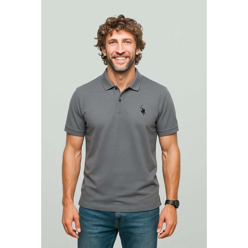 POLO REPUBLICA & CO. OXFORD KUMAŞ POLO YAKA T-SHİRT - GRİ - L