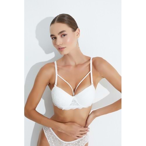 MORRO 2103 FULL DANTEL DEKOLTE DESTEKLİ PUSH-UP SÜTYEN - EKRU - 80