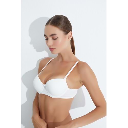 MORRO 4011 KLASİK MİKRO PARLAK PUSH-UP DESTEKLİ DOLU SÜTYEN - EKRU - 80