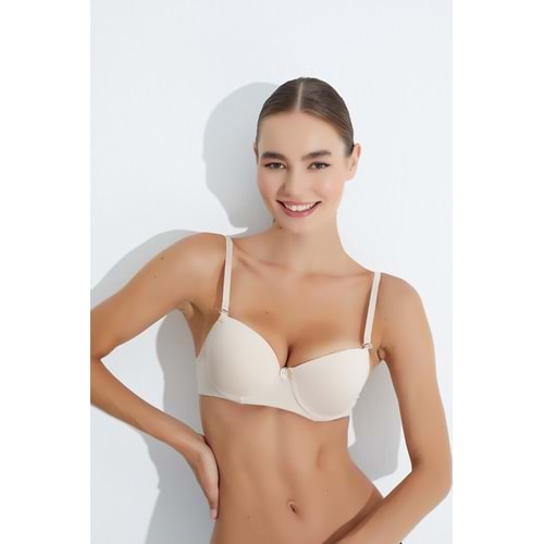 MORRO 4011 KLASİK MİKRO PARLAK PUSH-UP DESTEKLİ DOLU SÜTYEN - TEN - 80