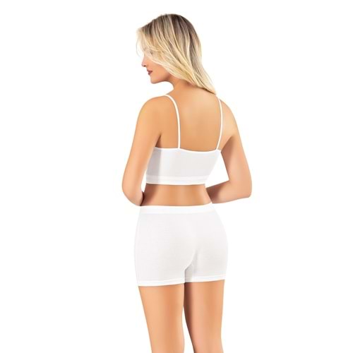 KADIN MODAL KUMAŞ KAŞKORSE FİTİLLİ DEKOLTELİ ŞORTLU PEDLİ CROP BÜSTİYER TAKIM (SİYAH) L