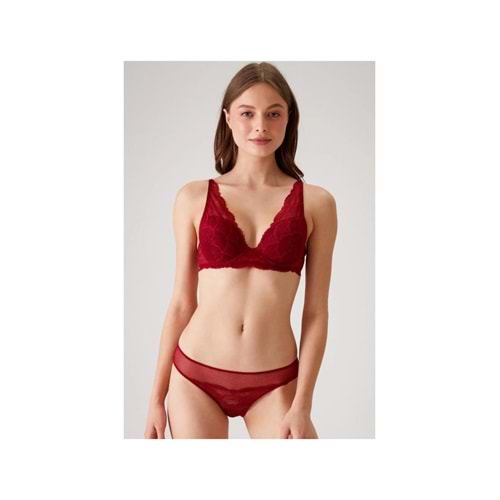 4821 PİERRE CARDİN 4821 Biella Soft Push Up Dolgulu Çiçekli Bralet Sütyen Takımı - BORDO - 80