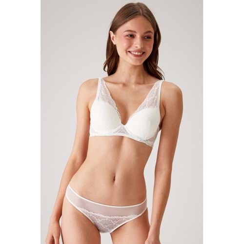 4821 PİERRE CARDİN 4821 Biella Soft Push Up Dolgulu Çiçekli Bralet Sütyen Takımı - EKRU - 80