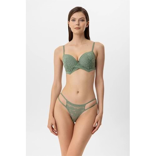 Pierre Cardin 4881 Milan Dantelli Destekli Push Up Sütyen Takım - YEŞİL - 80