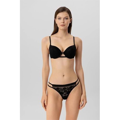 Pierre Cardin 4882 Lyon Double Push Up Sütyen Takım - SİYAH - 80