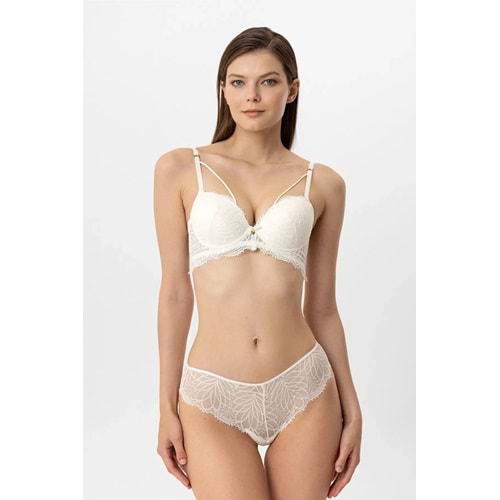 Pierre Cardin 4885 Milan Push Up Kaplı Dantelli Sütyen Takım - EKRU - 80