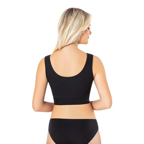 KADIN KESİK YAKA DEKOLTELİ PAMUKLU FİTİLLİ ESNEK KUMAŞ PEDLİ CROP BÜSTİYER (BEYAZ) L