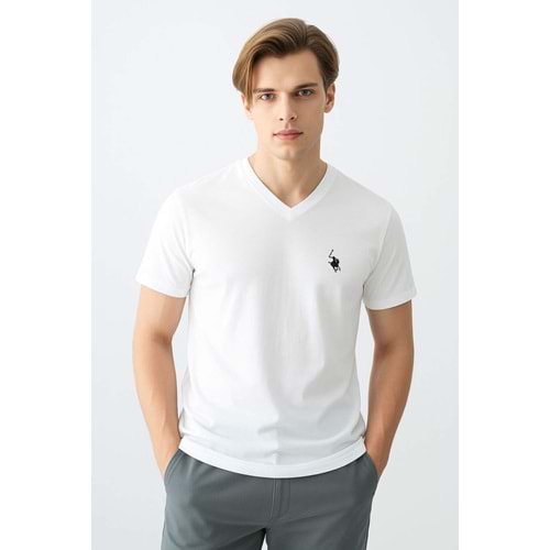POLO REPUBLICA & CO. V YAKA T-SHİRT - BEYAZ - L
