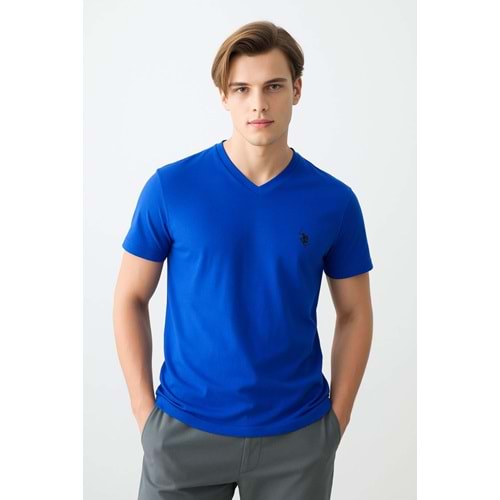 POLO REPUBLICA & CO. V YAKA T-SHİRT - SAKS MAVİ - L