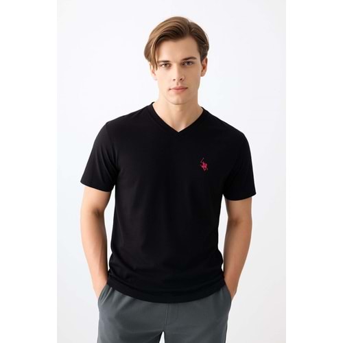 POLO REPUBLICA & CO. V YAKA T-SHİRT - SİYAH - S