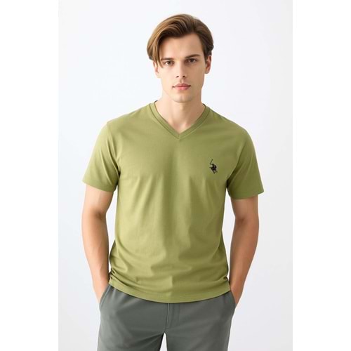 POLO REPUBLICA & CO. V YAKA T-SHİRT - YEŞİL - L