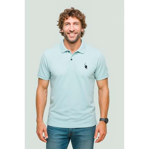 POLO REPUBLICA & CO. OXFORD KUMAŞ POLO YAKA T-SHİRT - AÇIK MAVİ - L