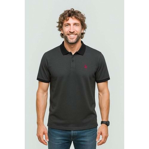 POLO REPUBLICA & CO. OXFORD KUMAŞ POLO YAKA T-SHİRT - ANTRASİT - L