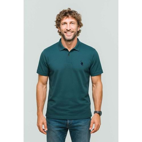 POLO REPUBLICA & CO. OXFORD KUMAŞ POLO YAKA T-SHİRT - KOYU YEŞİL - L