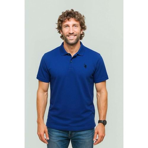 POLO REPUBLICA & CO. OXFORD KUMAŞ POLO YAKA T-SHİRT - SAKS MAVİ - L