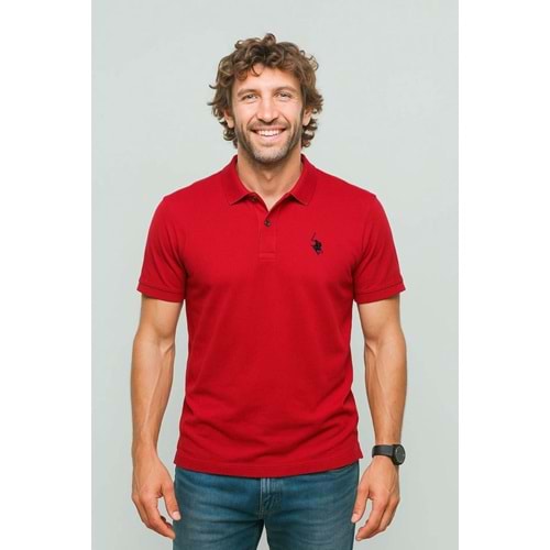 POLO REPUBLICA & CO. PİKE KUMAŞ POLO YAKA T-SHİRT - KIRMIZI - L