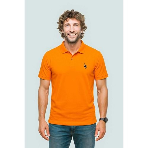 POLO REPUBLICA & CO. PİKE KUMAŞ POLO YAKA T-SHİRT - ORANJ - L