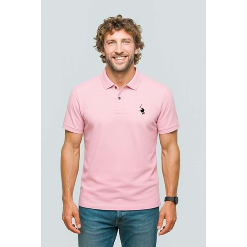 POLO REPUBLICA & CO. PİKE KUMAŞ POLO YAKA T-SHİRT - PEMBE - L