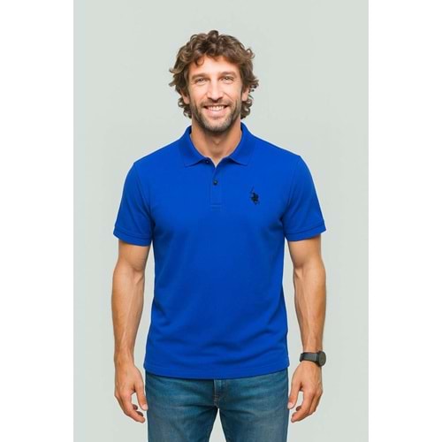 POLO REPUBLICA & CO. PİKE KUMAŞ POLO YAKA T-SHİRT - SAKS MAVİ - L