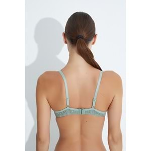 MORRO 2301 TÜL DANTELLİ JAKARLI PUSH-UP DESTEKLİ SÜTYEN - AÇIK YEŞİL - 80