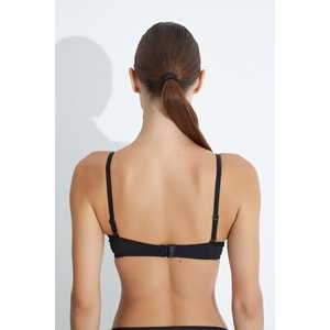 MORRO 4011 KLASİK MİKRO PARLAK PUSH-UP DESTEKLİ DOLU SÜTYEN - SİYAH - 80