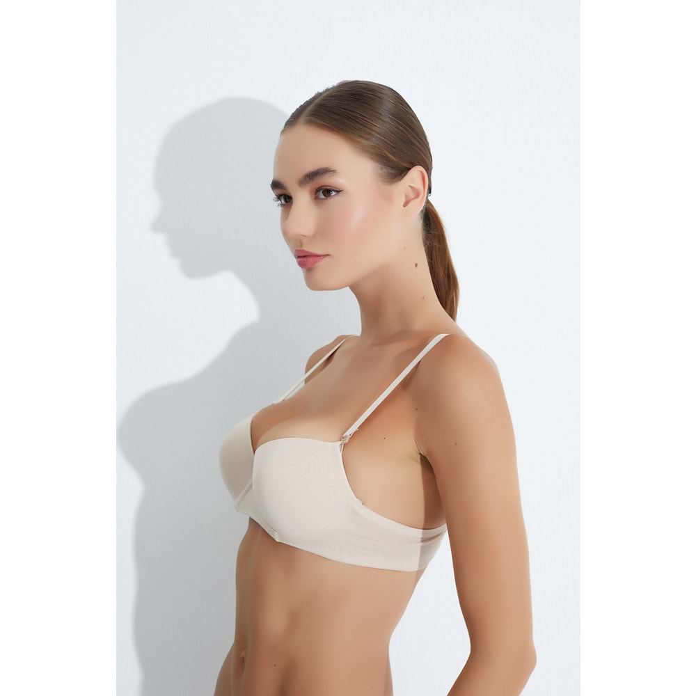 MORRO 4011 KLASİK MİKRO PARLAK PUSH-UP DESTEKLİ DOLU SÜTYEN - TEN - 80