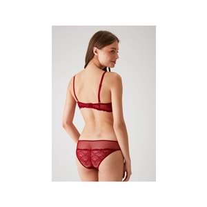 4821 PİERRE CARDİN 4821 Biella Soft Push Up Dolgulu Çiçekli Bralet Sütyen Takımı - BORDO - 80