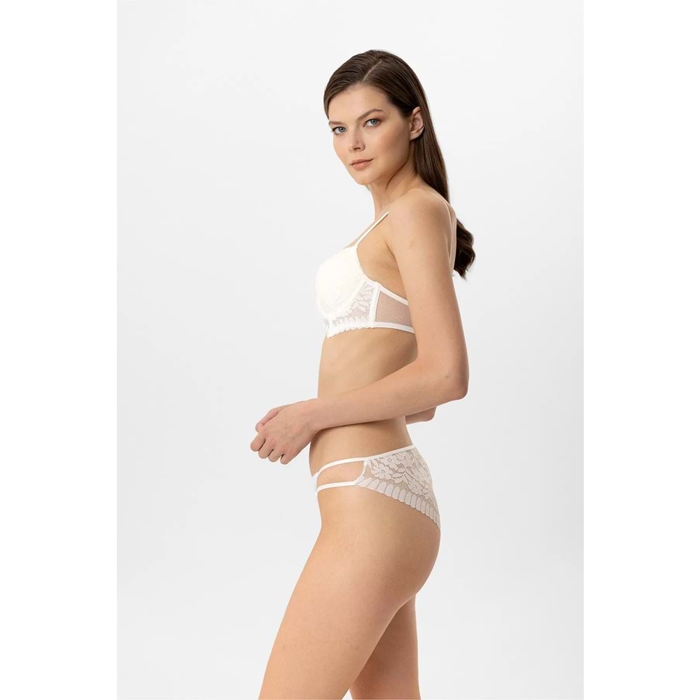 Pierre Cardin 4881 Milan Dantelli Destekli Push Up Sütyen Takım - EKRU - 80