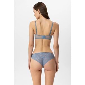 Pierre Cardin 4881 Milan Dantelli Destekli Push Up Sütyen Takım - MAVİ - 80