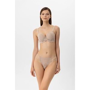 Pierre Cardin 4881 Milan Dantelli Destekli Push Up Sütyen Takım - NUDE - 80