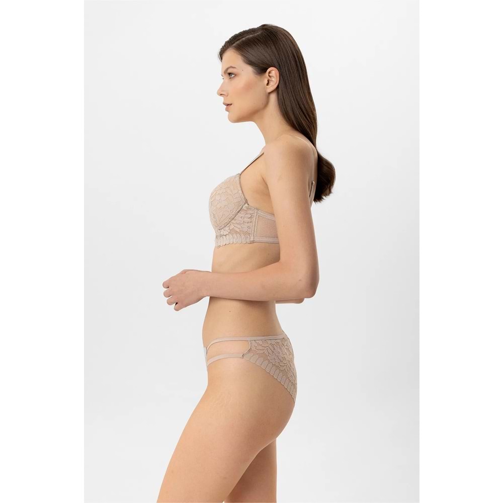 Pierre Cardin 4881 Milan Dantelli Destekli Push Up Sütyen Takım - NUDE - 80