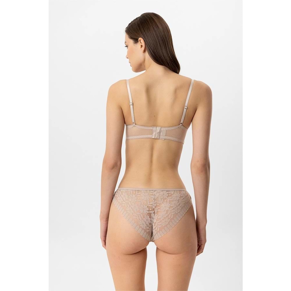 Pierre Cardin 4881 Milan Dantelli Destekli Push Up Sütyen Takım - NUDE - 80