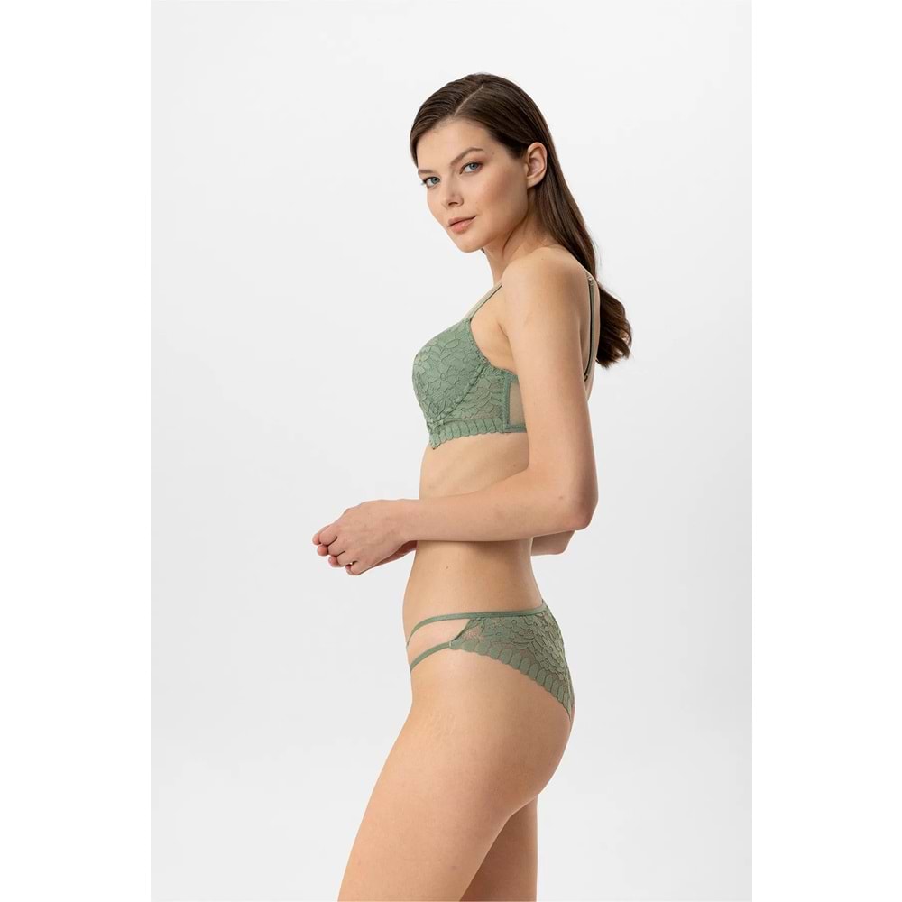 Pierre Cardin 4881 Milan Dantelli Destekli Push Up Sütyen Takım - YEŞİL - 80