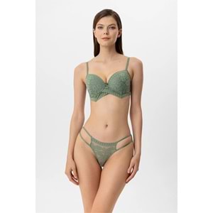 Pierre Cardin 4881 Milan Dantelli Destekli Push Up Sütyen Takım - YEŞİL - 80