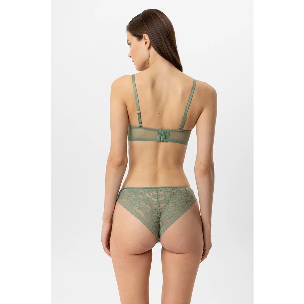 Pierre Cardin 4881 Milan Dantelli Destekli Push Up Sütyen Takım - YEŞİL - 80