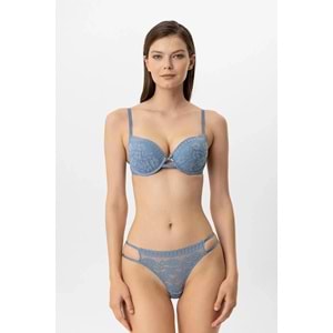 Pierre Cardin 4882 Lyon Double Push Up Sütyen Takım - MAVİ - 80