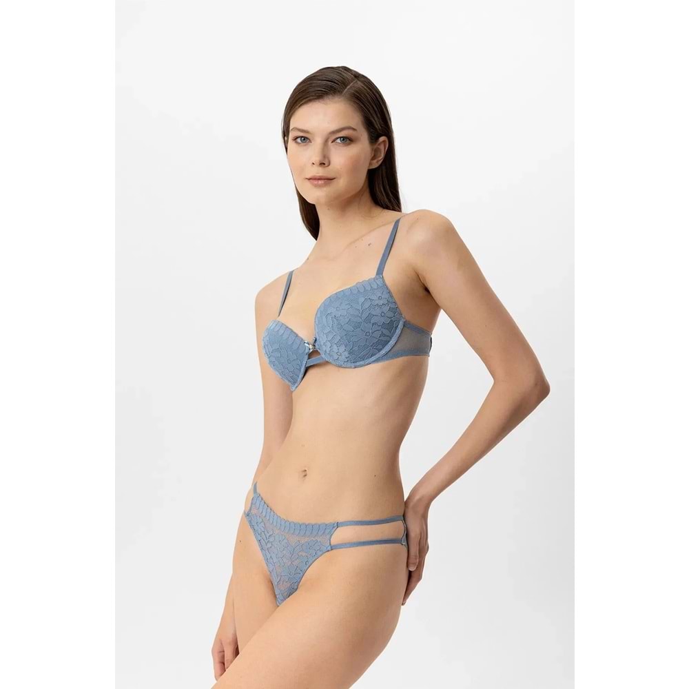 Pierre Cardin 4882 Lyon Double Push Up Sütyen Takım - MAVİ - 80