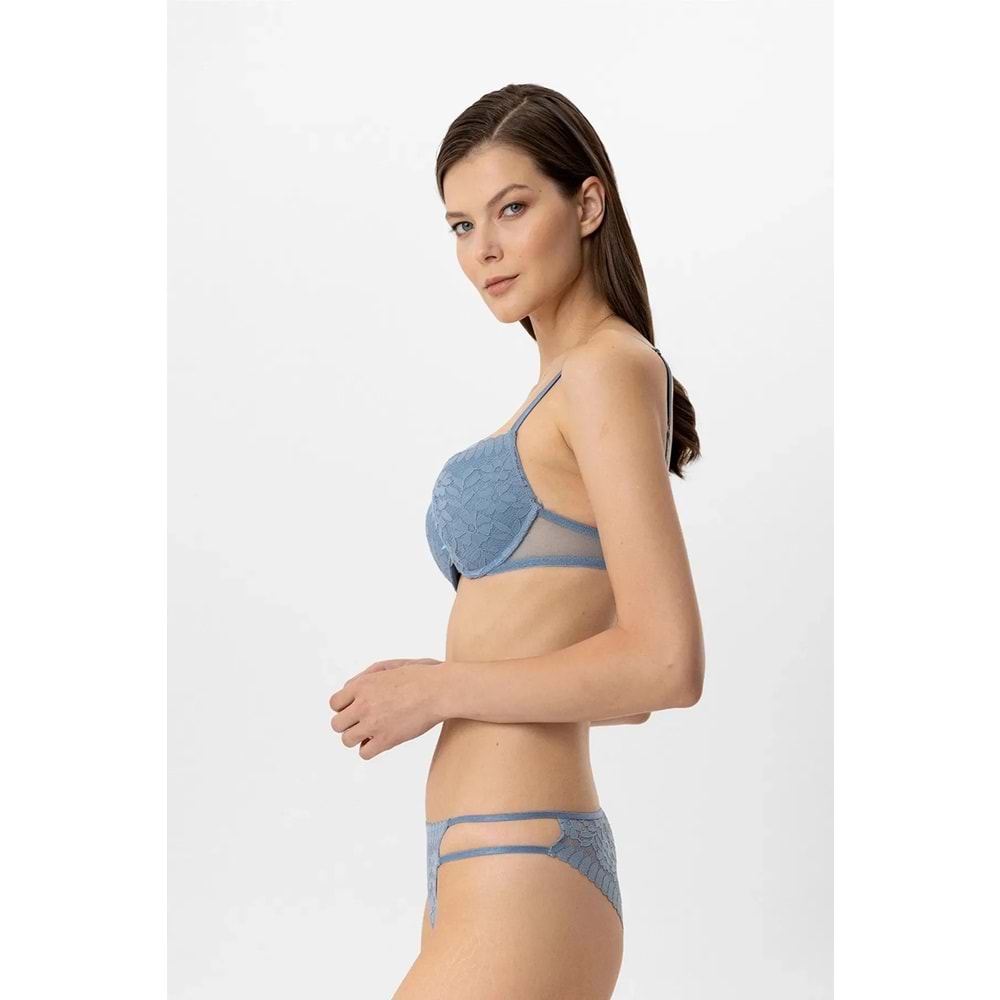 Pierre Cardin 4882 Lyon Double Push Up Sütyen Takım - MAVİ - 80