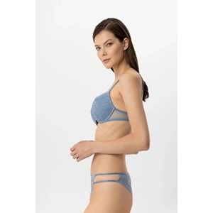 Pierre Cardin 4882 Lyon Double Push Up Sütyen Takım - MAVİ - 80