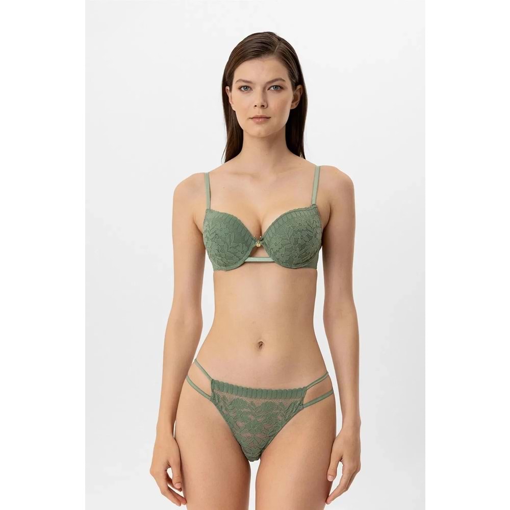 Pierre Cardin 4882 Lyon Double Push Up Sütyen Takım - YEŞİL - 80