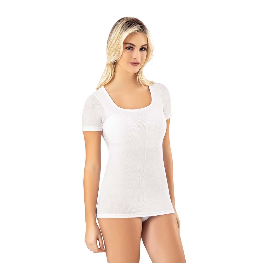 KADIN MODAL KUMAŞ KARE YAKA KISA KOL KAŞKORSE FİTİLLİ İPEKSİ DOKU T-SHİRT BODY (SİYAH) L