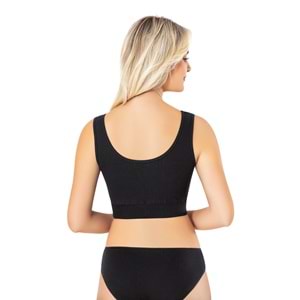 KADIN KESİK YAKA DEKOLTELİ PAMUKLU FİTİLLİ ESNEK KUMAŞ PEDLİ CROP BÜSTİYER (BEYAZ) L