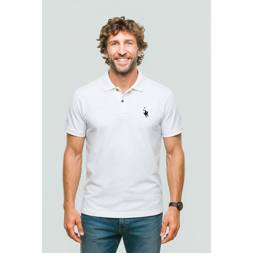 POLO REPUBLICA & CO. OXFORD KUMAŞ POLO YAKA T-SHİRT - BEYAZ - L