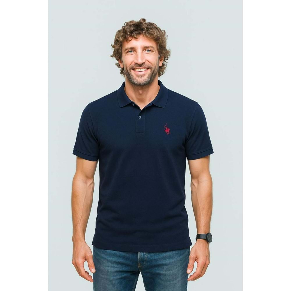 POLO REPUBLICA & CO. OXFORD KUMAŞ POLO YAKA T-SHİRT - LACİVERT - L