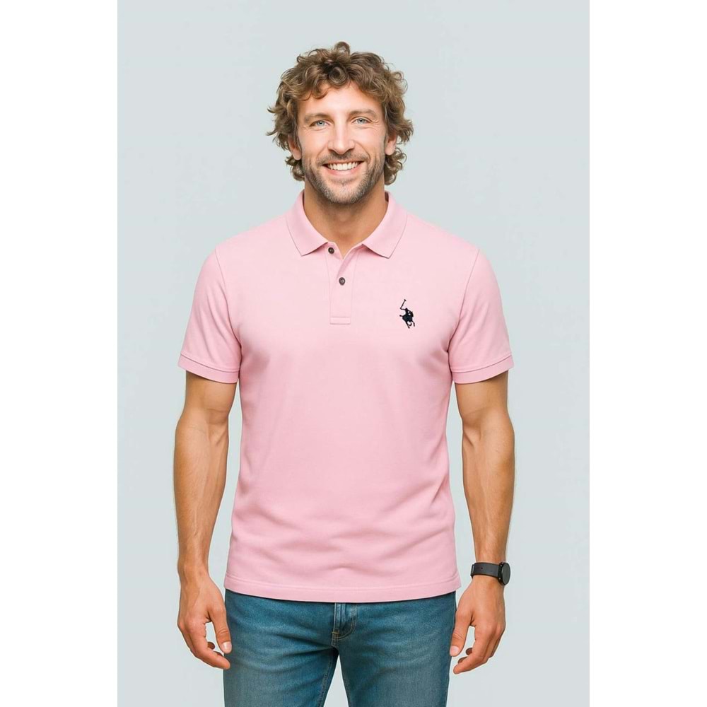 POLO REPUBLICA & CO. PİKE KUMAŞ POLO YAKA T-SHİRT - PEMBE - L